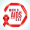 Awareness Red Ribbon circle frame. Symbol for the solidarity of people living with HIV. World AIDS Day 1 December emblem