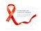 Awareness red vector ribbon, symbol of AIDS memorial day isolated on white