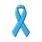 Awareness ribbon. Black outline. Blue color. Vector illustration, flat design