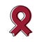 Awareness ribbon. Black outline. Maroon color. Geometrical shape. Vector illustration, flat design