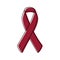 Awareness ribbon. Black outline. Maroon color. Vector illustration, flat design