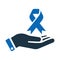 Awareness, ribbon, cancer, hand ribbon icon. Editable vector graphics.