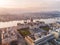 Awe Inspiring Drone Shot of Hungarian Parliament Building and Danube River in Budapest Cityscape from a Birds Eye View