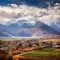 Awe-inspiring Landscape in Mendoza: Andes Mountains, Vineyard, and Plaza Independencia