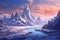 awe-inspiring panoramic view of a snow-covered mountain range, with jagged peaks piercing the sky