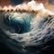 Awe-inspiring power of massive tsunami waves crashing in the ocean