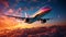 Awe-Inspiring Sunset: Airplane Takes Flight