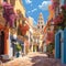 Awe-inspiring wonders of Seville: Whimsical alleyway with vibrant flowers, ornate buildings, and grand cathedral