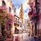 Awe-inspiring wonders of Seville: Whimsical alleyway with vibrant flowers, ornate buildings, and grand cathedral