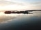 A awesom sunset in archipelago by drones poin of view the gulf of Finland
