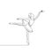 Awesome ballerina girl dancing for art performing vector illustration continuous one line drawing vector