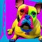 Awesome computer artwork collage  of a colorful pop art dog portrait - generative AI