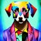 Awesome computer artwork collage  of a colorful pop art dog portrait - generative AI