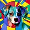 Awesome computer artwork collage  of a colorful pop art dog portrait - generative AI