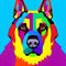 Awesome computer artwork collage  of a colorful pop art dog portrait - generative AI