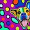 Awesome computer artwork collage  of a colorful pop art dog portrait - generative AI