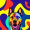Awesome computer artwork collage  of a colorful pop art dog portrait - generative AI
