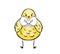 Awesome digital illustration of Easter symbol cute Easter chick with nice white bow isolated on the white background