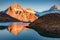 Awesome evening panorama of Bachalp lake Bachalpsee, Switzerland.