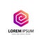 Awesome Gradient Letter E Hexagon Logo Designs Template Premium