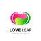 Awesome Gradient Love Leaf Modern Logo Design Template Vector