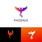 Awesome Illustration Set of Phoenix Bird with Elegant Design Vector