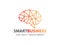 Awesome line matrix smart brain orange red vector logo design