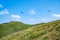 Awesome mountain landscape, nature and its beauty withs a flock of birds,  located on the Red Mountain, Romania