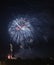 Awesome multi color fireworks explosions lighting sky