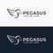 Awesome pegasus head wing logo template