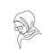 Awesome and pretty hijab girl wearing headscarf continuous one line drawing illustration vector isolated on white background
