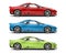 Awesome red, green and blue super sports cars - side view