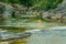 Awesome scenic view - the calm water of the river in the mountain