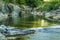 Awesome scenic view - the calm water of the river in the mountain