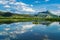 Awesome scenic view - the calm water of the river in the mountain