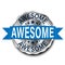 Awesome silver round web medal badge icon