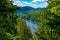 Awesome summer view from a verdant hill in Jacques Cartier National Park, Quebec province, Canada