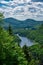 Awesome summer view from a verdant hill in Jacques Cartier National Park, Quebec province, Canada