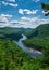 Awesome summer view from a verdant hill in Jacques Cartier National Park, Quebec province, Canada