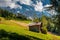 Awesome sunny Landscape. Dolomite Alps. Napure Background. Santa Maddalena village in front of the Geisler or Odle Dolomites Group