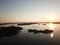 Awesome sunset in archipelago by drones poin of view the gulf of Finland