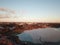 Awesome sunset in Espoo by drones poin of view the archipelago of Finland