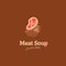 Awesome taste meat soup logo icon with bowl and meat illustration vector delicious overflow soup big portion