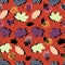 Awesome unique autumn fall foliage vector pattern with memphis geometric trendy colorful abstract. Maple leaves on hipster multico