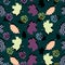 Awesome unique autumn fall foliage vector pattern with memphis geometric trendy colorful abstract. Maple leaves on hipster multico