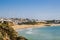 Awesome view of Albufeira Beach, panoramic , turistic and famous place called praia dos pescadores or fisherman beach in Albufeira