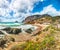 Awesome  view of beach Portu Cauli in Masua with Pan di Zucchero at background