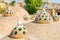 Awesome view of domes with convex glasses on roof, Kashan