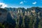 Awesome view of natural quartz sandstone pillars of the Tianzi Mountains in the Zhangjiajie National Forest Park , China