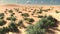 Awesome view on Sahara desert at sunset 3d rendering
